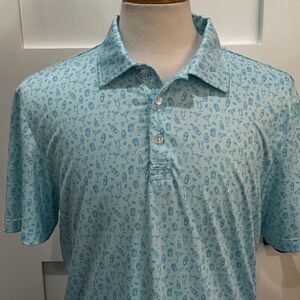 Bermies Performance Polo Shirt.. Drinks Theme. Aqua Green. Size Medium.